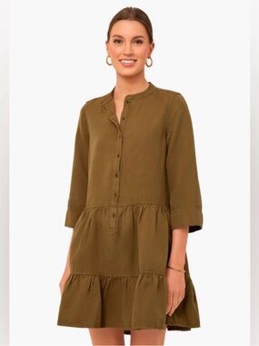 Apiece Apart Olive Button-Front Tiered Tunic dress Maurino